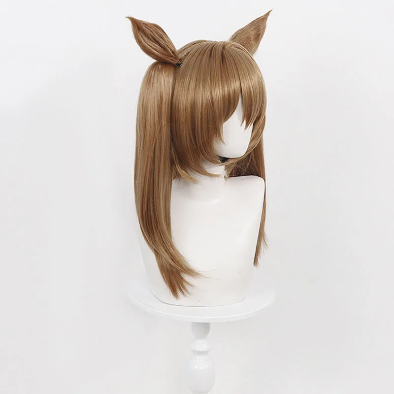 Game Uma Musume Pretty Derby Smart Falcon Cosplay Wig Brown Long Synthetic Hair Ears Headwear For Women Halloween Costume Party