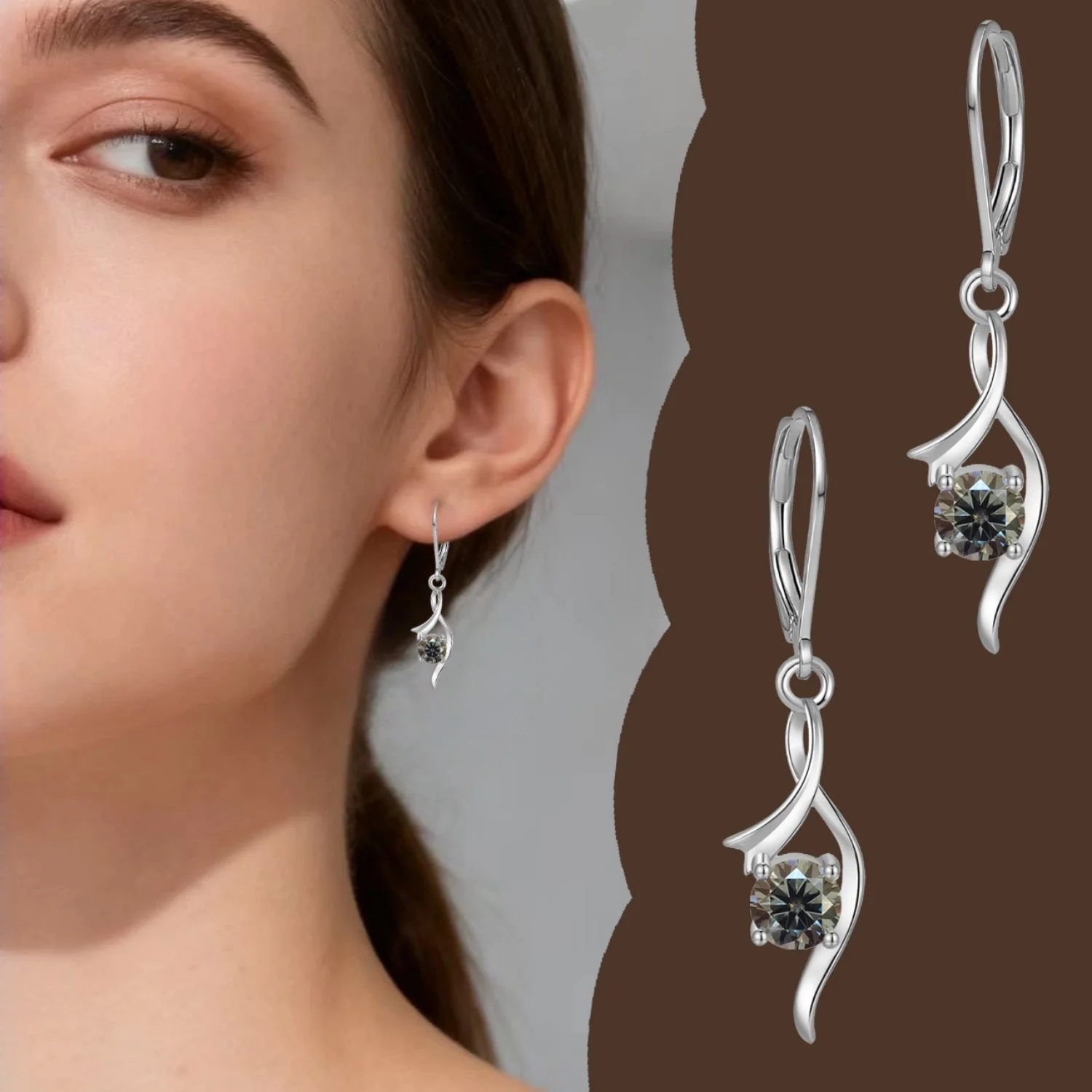 

LAMVOICE 1 carat moissanite earrings, valentine’s Day, designer item high quality, S925 sterling silver, gift for daughter