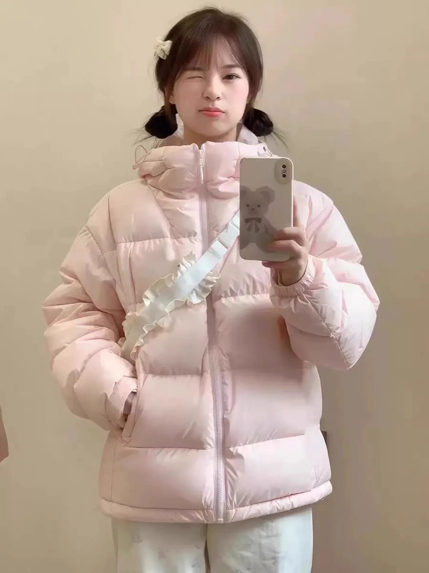 

Корейское хлопковое тюлетовое пальто в Корейском стиле с шапкой, зимняя студенческая модная одежда, повседневная верхняя одежда