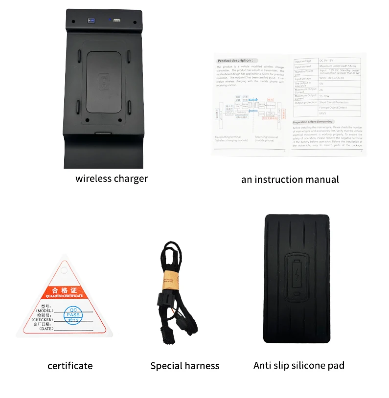 Caricabatterie wireless a ricarica rapida per Toyota Previa 2016