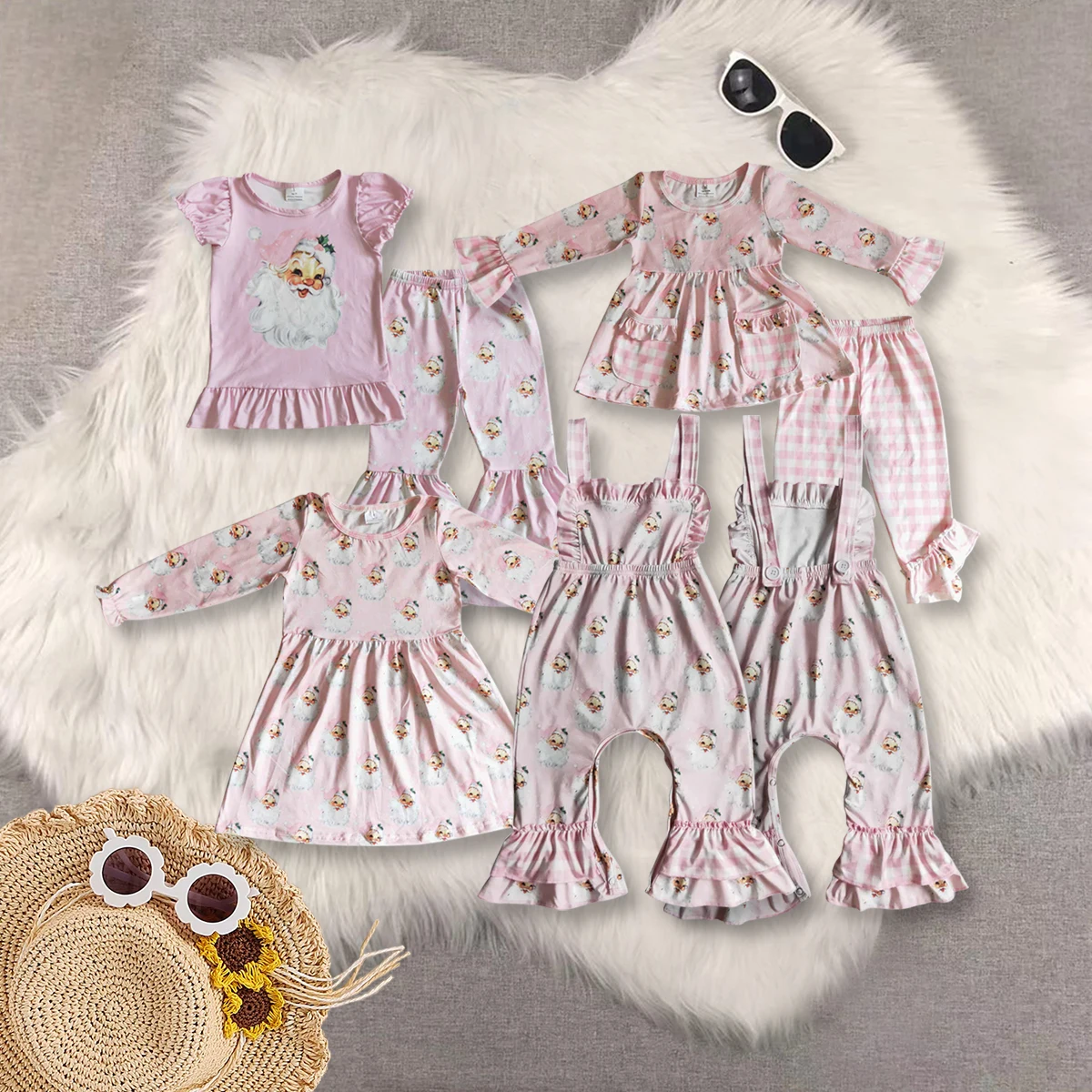 

GLP0298 Wholesale New Arrival baby girls clothes Matching Christmas long-sleeved pants set Winter clothing Boutique girls sets