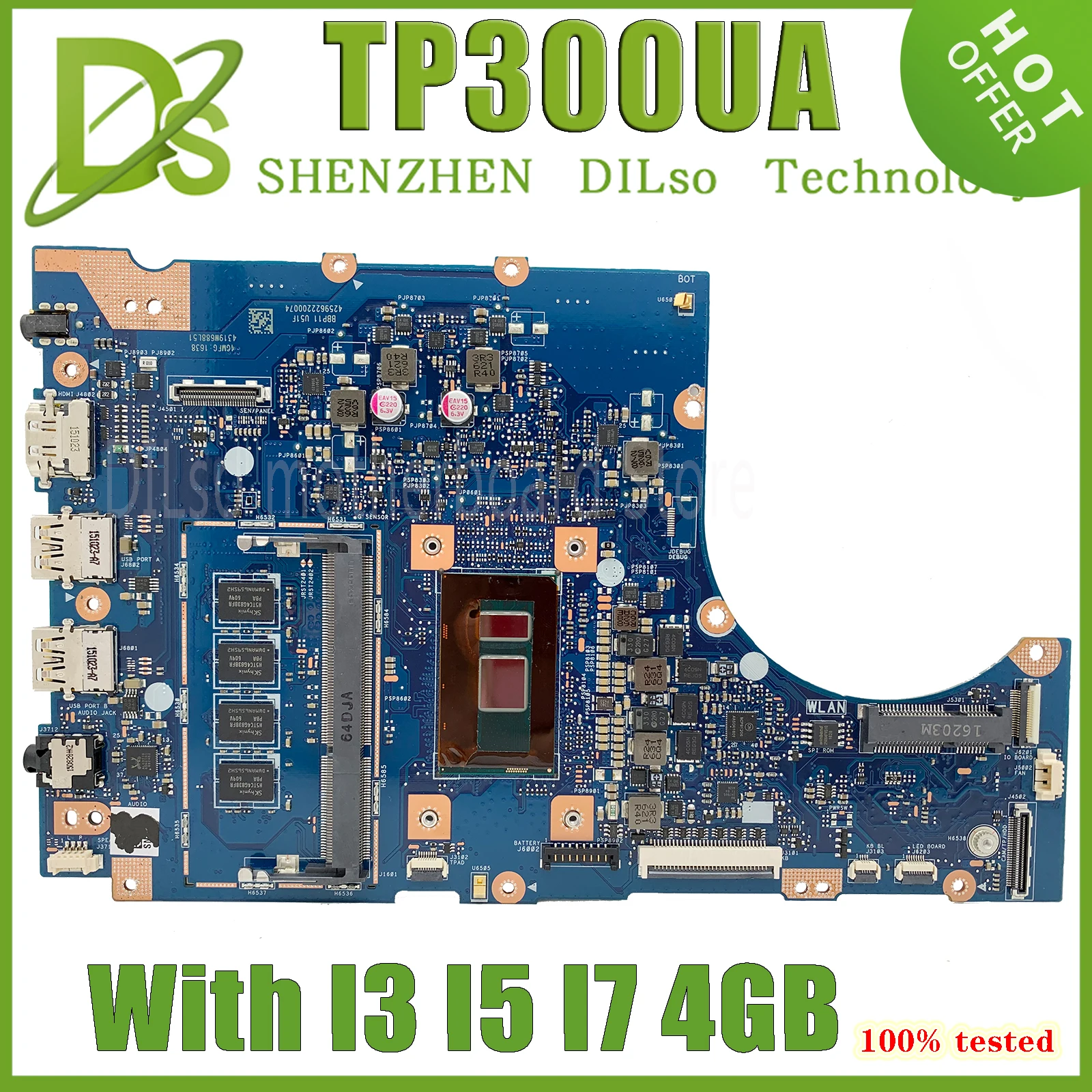 

TP300UA Q302UA Laptop Motherboard For ASUS Q302U TP300U TP300UA Mainboard I3-6100U I5-6200U I7-6500U 4GB 100% test runs well