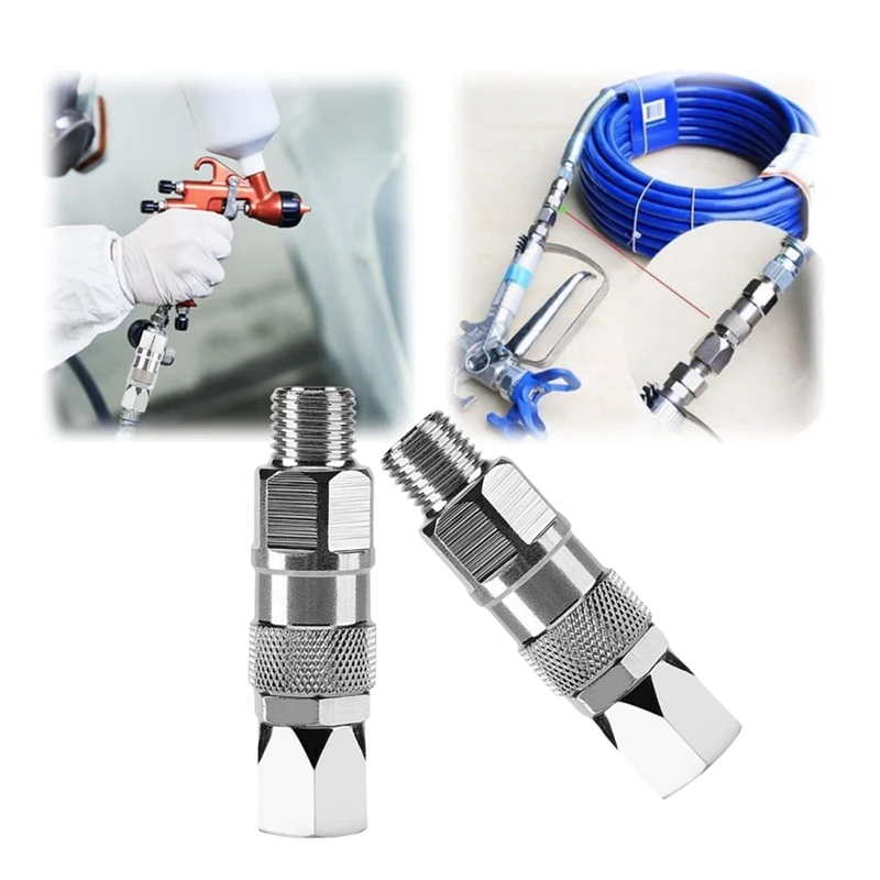 Junta giratória de 2 pces para pulverizador mal ventilado da pintura, junção giratória do pulverizador de 1/4 Polegada 360 graus, para mangueira dos pulverizadores da pintura de graco