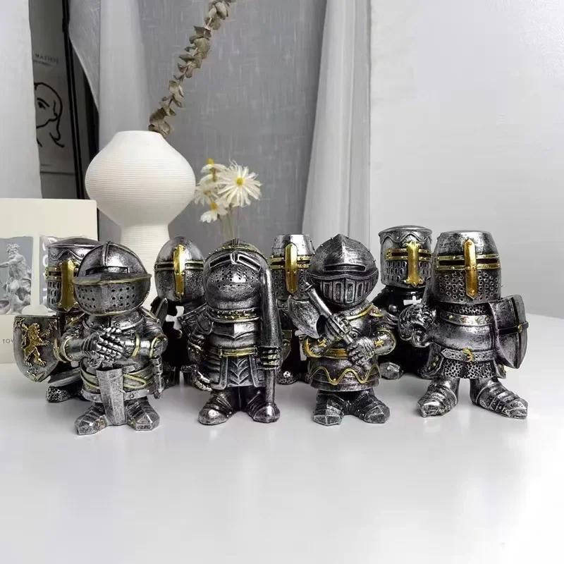 2026 Latest Models European Knight Gnomes Garden Statue Guard Cross Templar Dwarf Armor Samurai Miniature Resin Decorative