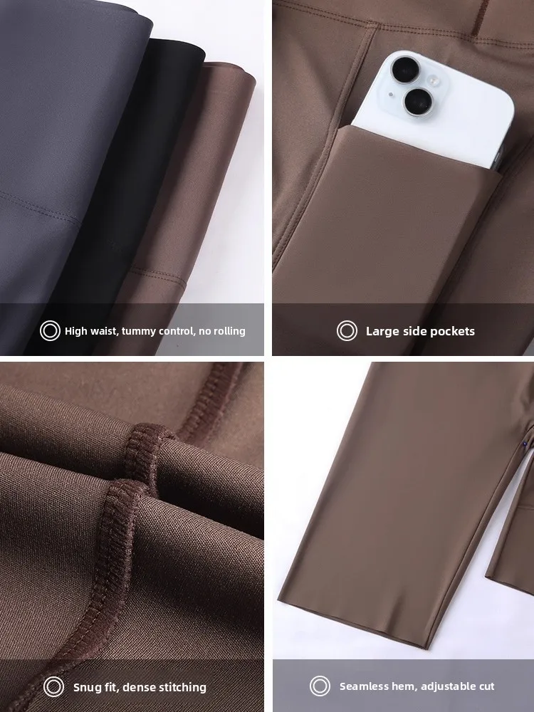 Pantaloni arca in seta di ghiaccio a vita alta Pantaloni fitn yoga da donna Bot a cinque quarti con cintura addominale pantaloni base a nove punti