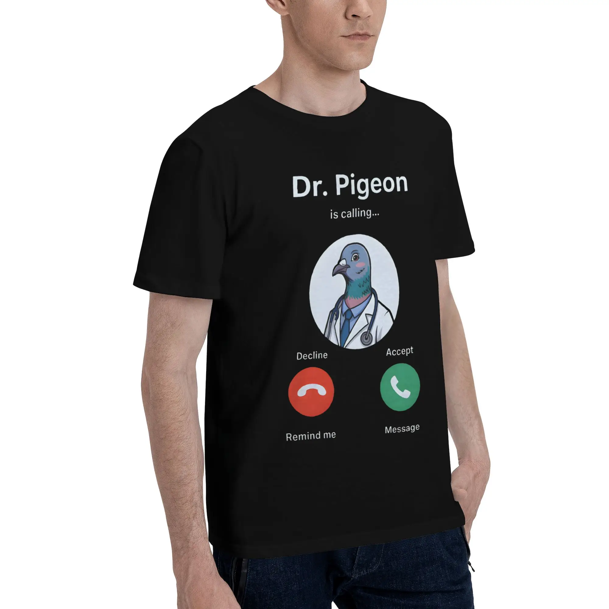 Pigeon Doctor Meme Men's T Shirts Pigeon Doctor Meme  Funny Tees Short Sleeve Round Collar Pure Cotton Printed Clothes T-Shirt