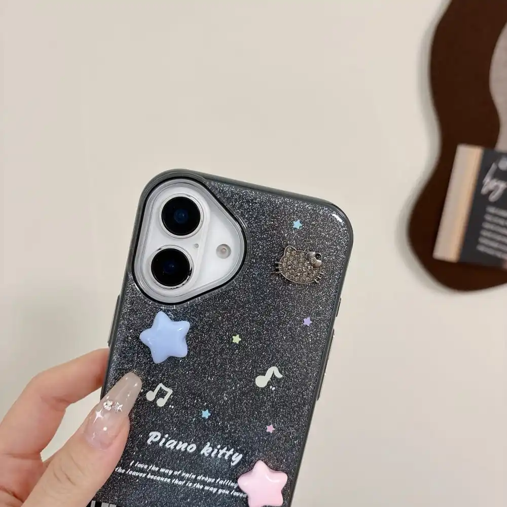 Cute Cartoon Anime Role Piano Hello Kitty Phone Case for Iphone 14 15 16 Pro Max Hot Sale Lovely Anti-fall Protective Back Cover