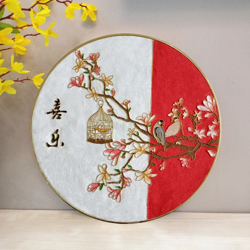 Customized Bird singing floral series cloisonné cloisonné enamel painting DIY material wrapped gold silk colored sand intangible