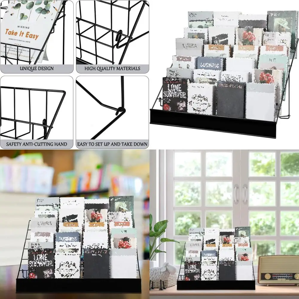 رف مكون من 6 طبقات من الأسلاك الهزلية والمجلات لعرض الطاولة، يحمل الكتب والكتيبات وبطاقات المعايدة #1