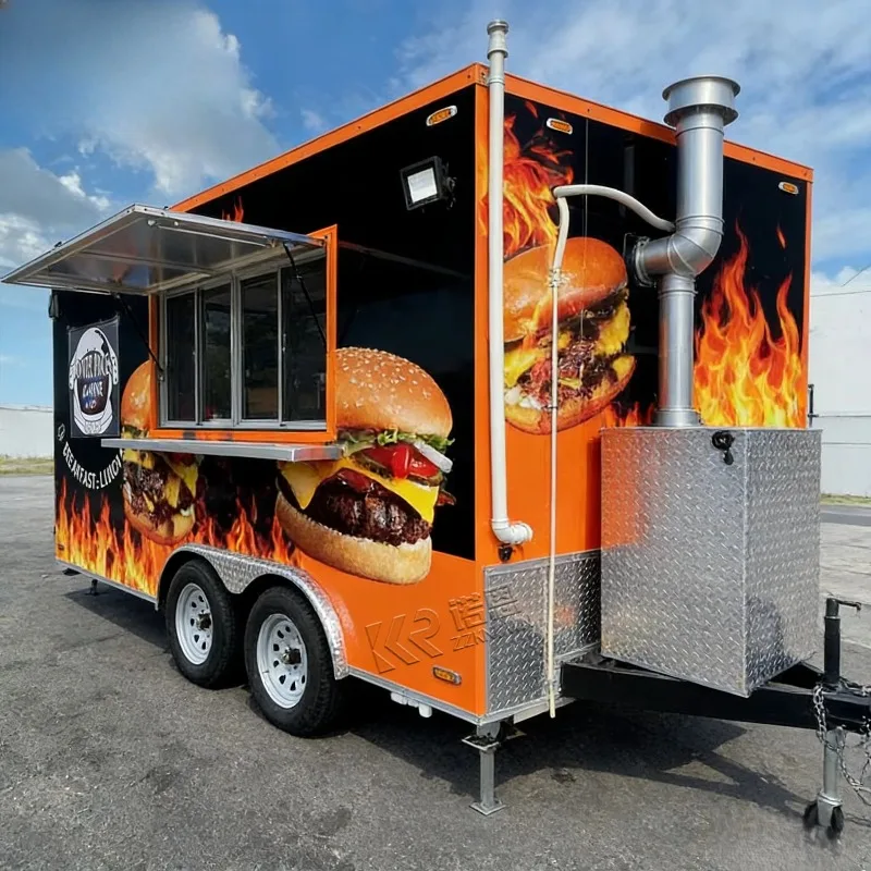 Mobile Food Trailer Outdoor Fast Food Cart Portable Commercial Catering Kiosk Street Food Unit