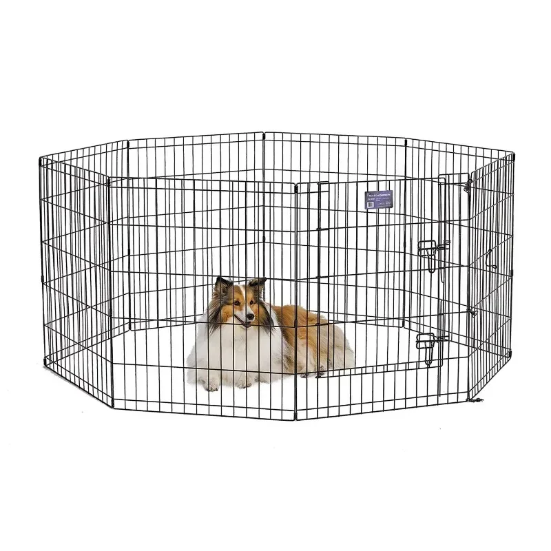 Metal Black Exercise Pet Dog Playpen with Door , 30