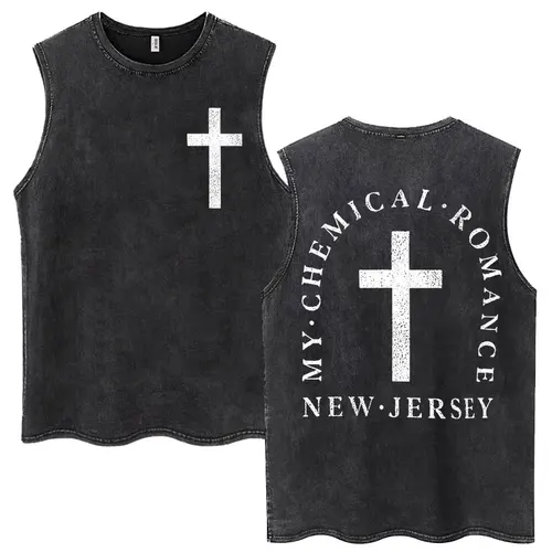 Camisetas sin mangas laadas de Jesús cristiano My Chemical Romance para hombres y mujeres, camiseta gótica sin mangas de tendencia, camisetas de algodón de gran tamaño