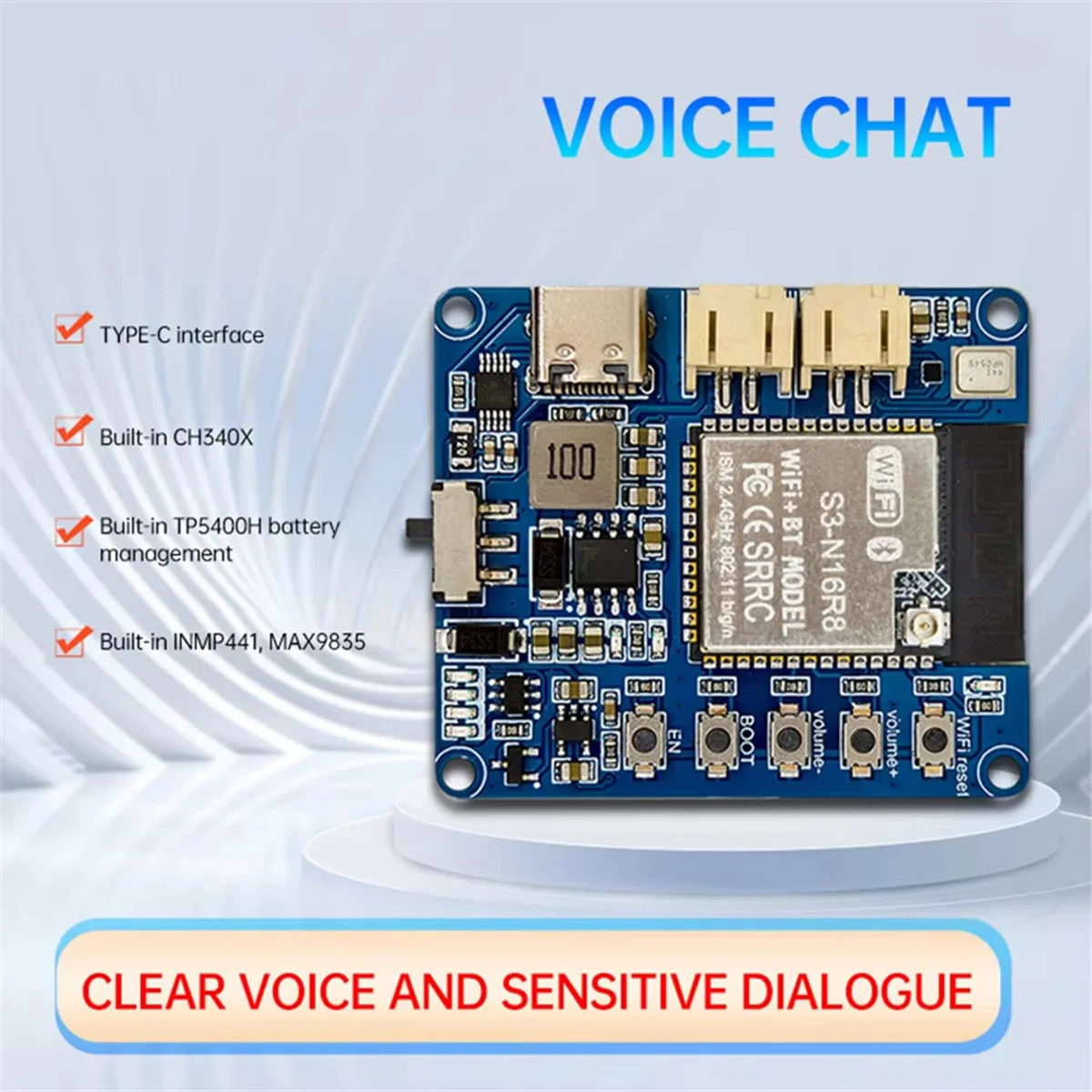 ESP32-S3 Voice Chat Module Xiaozhi AI Development Board voor kunstmatige intelligentie Ondersteunt groot model Type-C