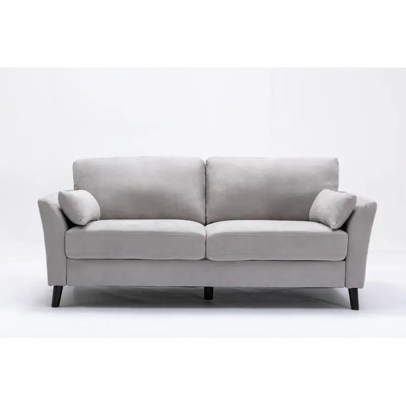 Sofá em tecido cinza claro 77 polegadas