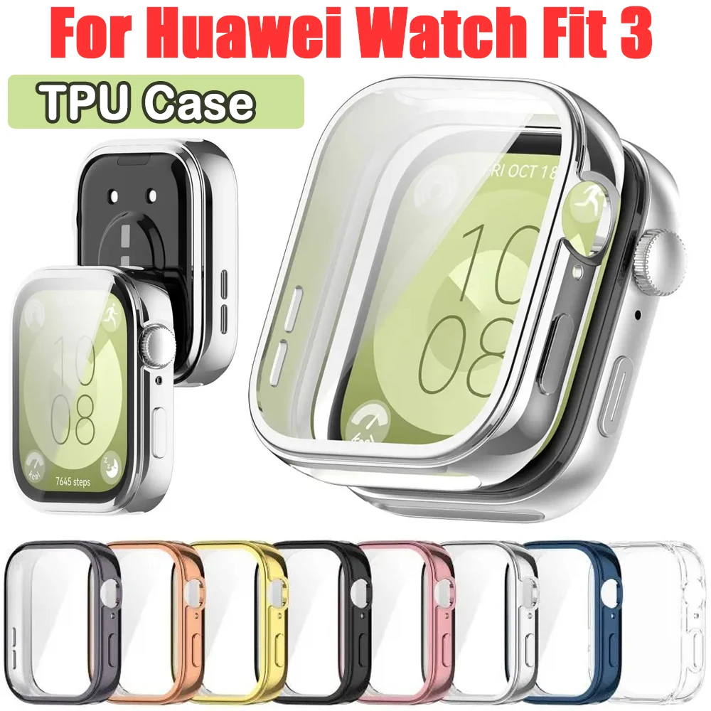 

Чехол из ТПУ для Huawei Watch Fit 3, прозрачный мягкий силиконовый чехол для Huawei Watch Fit 3, защитная оболочка для экрана, Сменные аксессуары