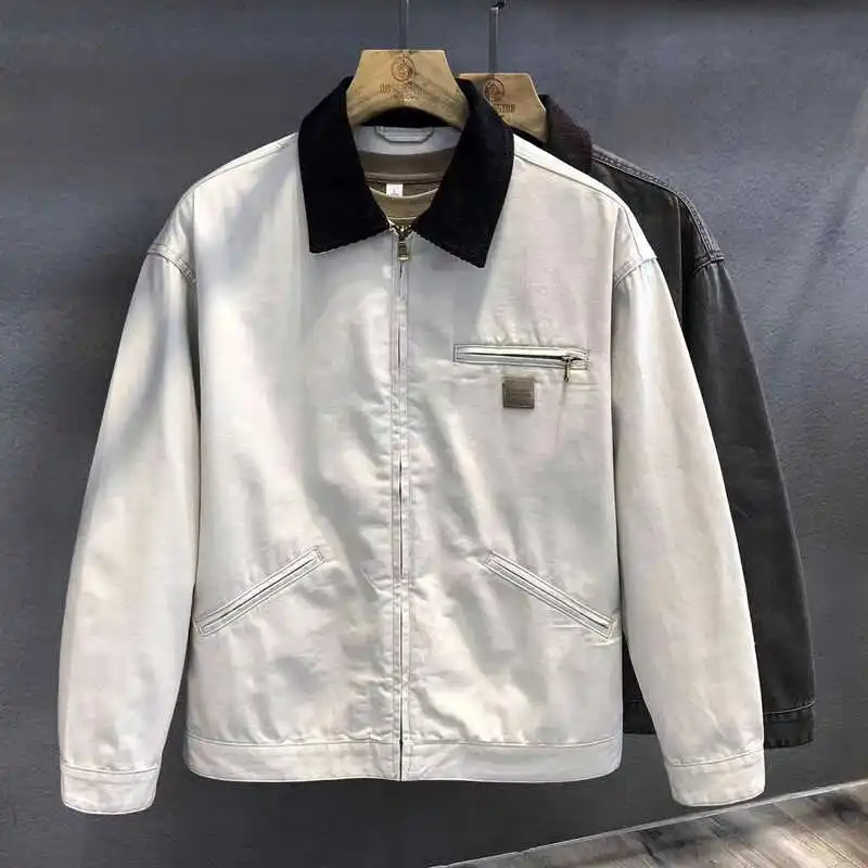 

Мужская куртка в американском ретро-стиле, свободного кроя, с отложным воротником, с множеством карманов, в стиле рабочей одежды, модная верхняя одежда, весна-осень, новинка
