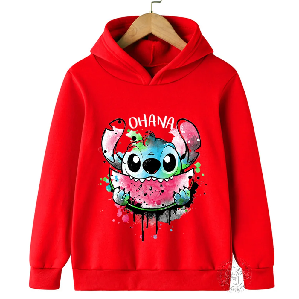 Disney Stitch Children\'s Street Fashion Sweater Boys Girls Tops Children\'s Sports Pullover Outdoor Sports Hoodie