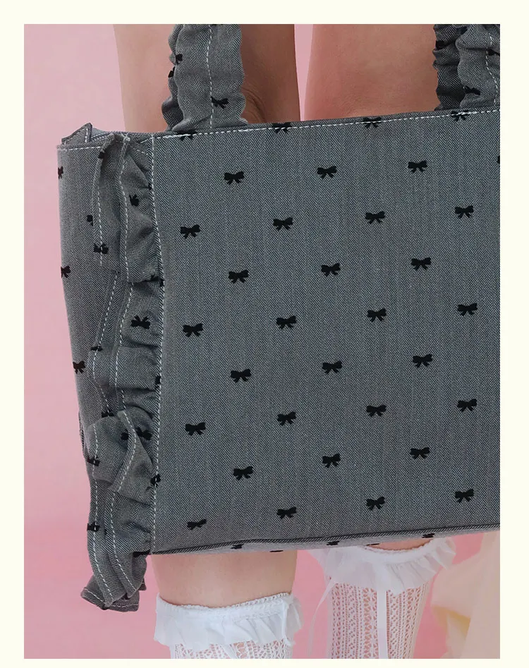 Original College Student's Sweet Kawaii White Large Capacity Itabag 2025 New Girl's Cute Bow Transparent Tote Bag Shoulder Bag