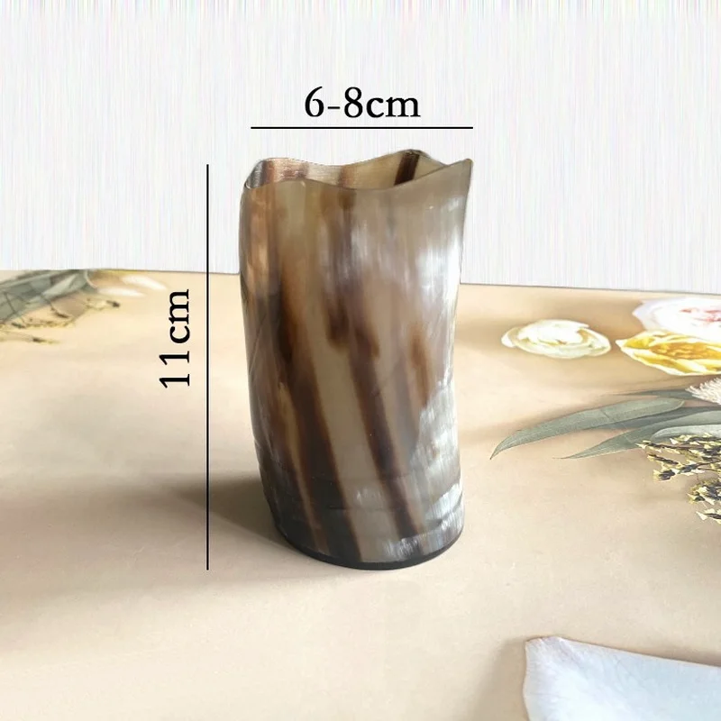 Viking Drinking Horn Mug, 200-350ml Natural Ox Horn Cup & Coffee Stein Cool Unique Gift for Men and Women Home Decor for Beer