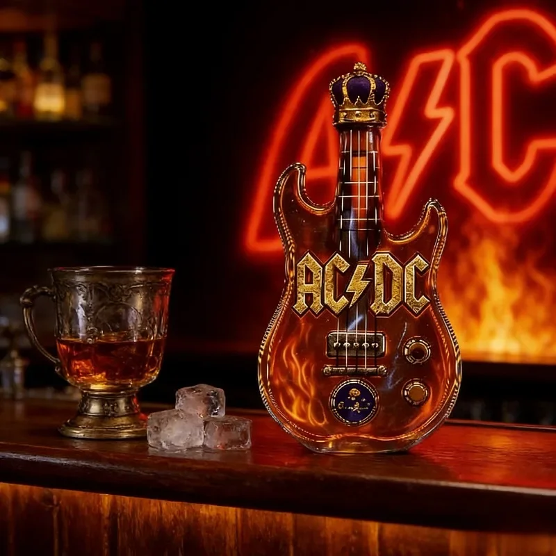 Electric Guitar Shaped Whiskey Decanter Crown Topped AC/DC Creative Glass Liquor Bottle Home Decor Perfect Gift For Music Lovers