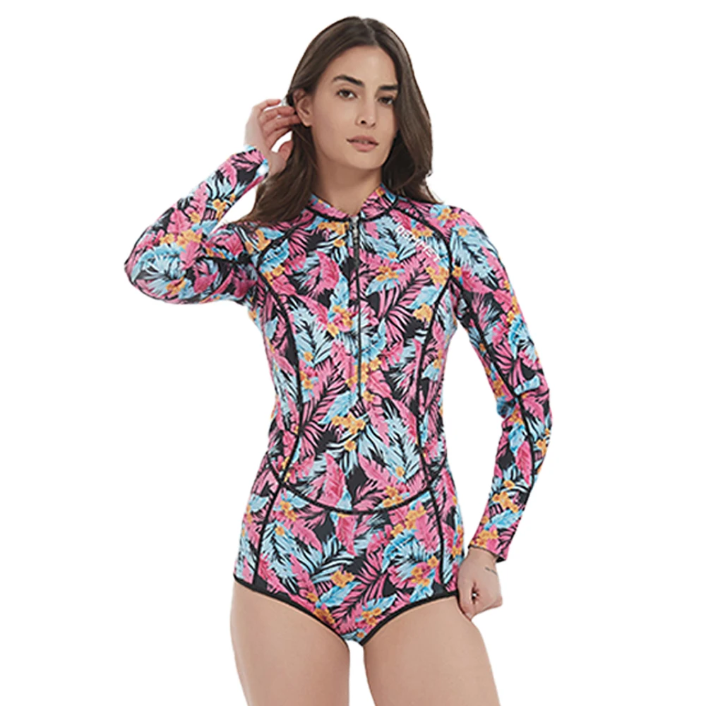 DEMMET Woman Diver Diving Suit 1.5MM/3MM Neoprene Diving Equipment Printing Long Sleeve Bikini Swimsuit Women Korean Swimwear