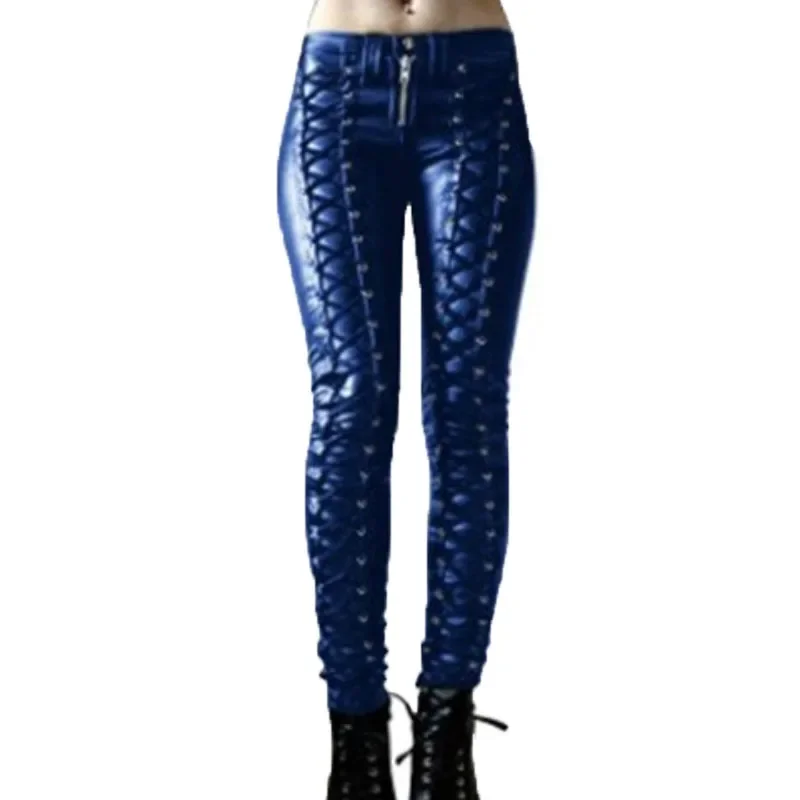 Pantalon Punk Rock en Cuir PU pour Femme, Leggings Sexy, Street Wear, Pieds, Nouveau