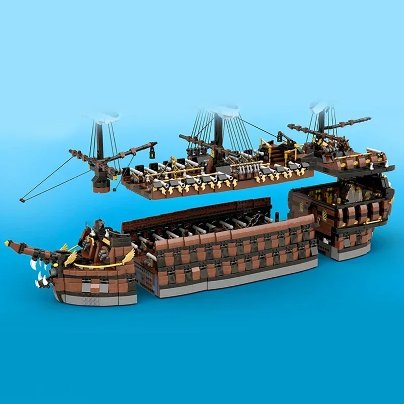 Moc ビルディングレンガ海賊軍艦モデル 48 大砲海賊船技術モジュラーブロックギフトクリスマスおもちゃ DIY セットアセンブリ