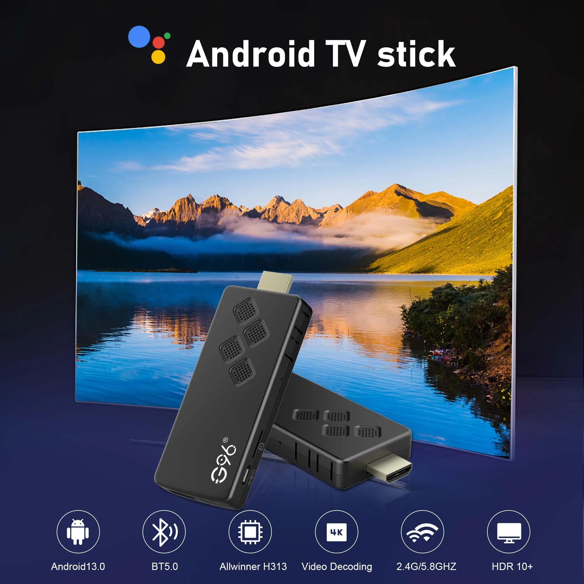 Android13 Smart TV Stick Google Assistant Netflix Youtube 4K HDR10+ Dual 2.4G5GWifi Multi-language Streaming Media Player Q2