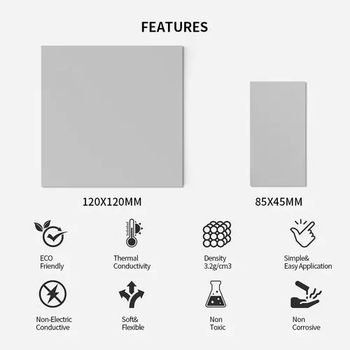 Imagen 2 del producto Ldpcsj 21W/MK tarjeta gráfica almohadilla térmica de refrigeración CPU GPU placa base disipación de calor hoja de grasa de silicona recortada de varios tamaños