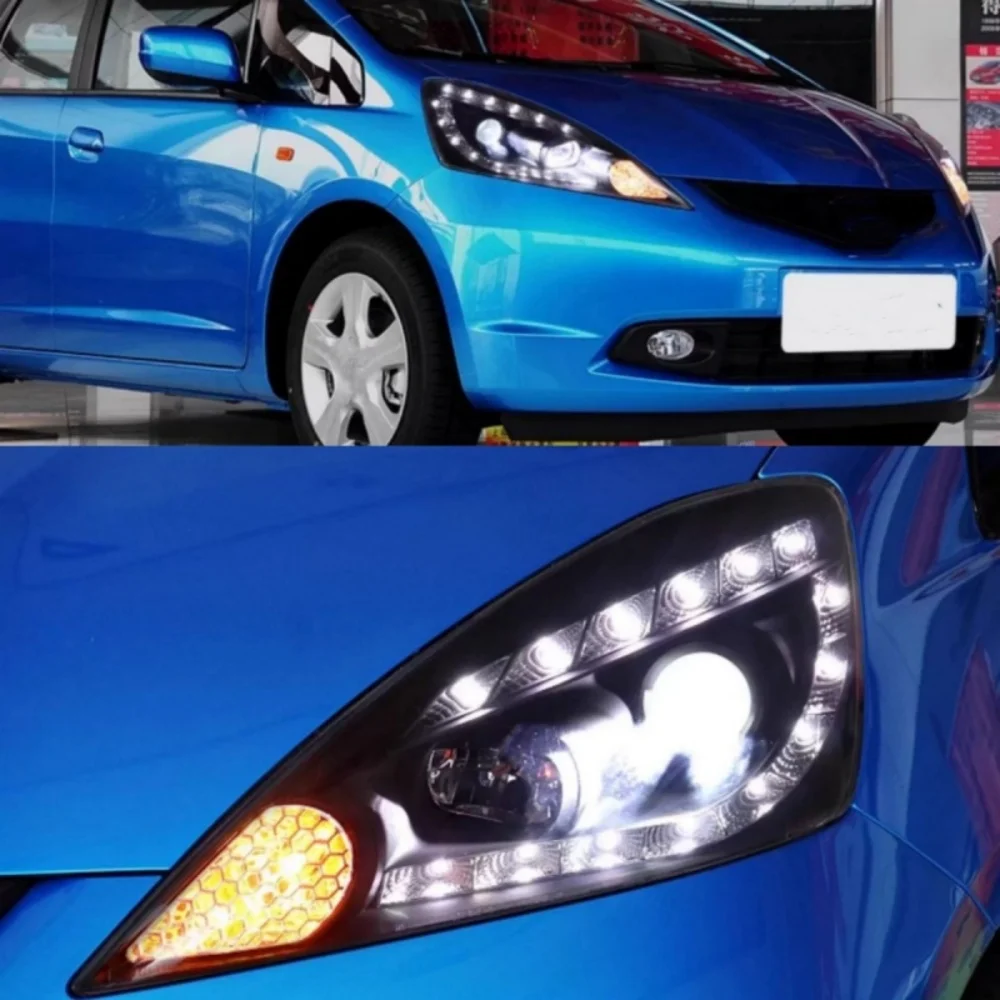 Car Hernia Headlight for Honda FIT JAZZ 2008 2009 2010 convert lens Daytime Running Light Turn signal