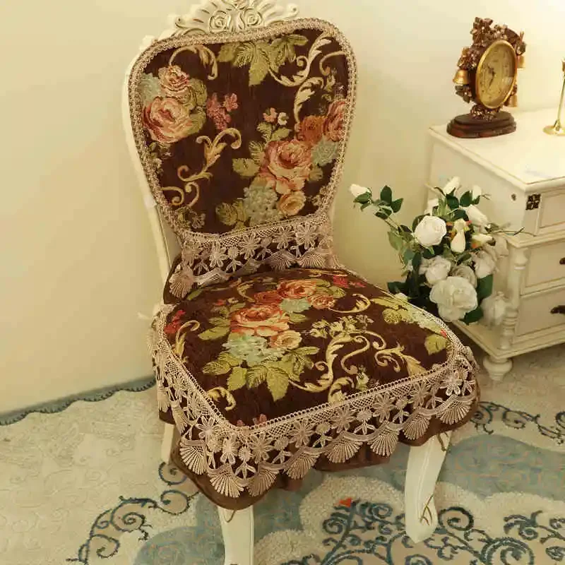 Chenille Chair Covers European Retro Diningchair Cushion Backrest Cover American Universal Chair Cover Set Home Decoration