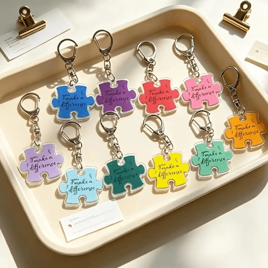 1/5/10/20/50/100pcs 2D Design, Set of 4 Assorted-Color Keychains in a 