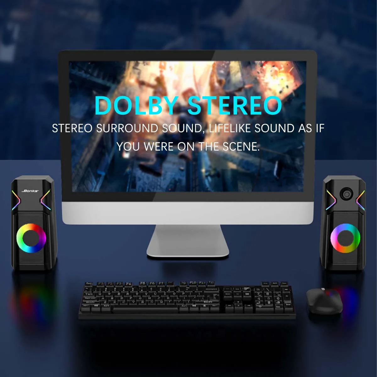 K201 мощные басовые USB-колонки для ноутбука, стереодинамики, сабвуфер RGB, портативный полночастотный динамик для настольного ПК, ноутбука