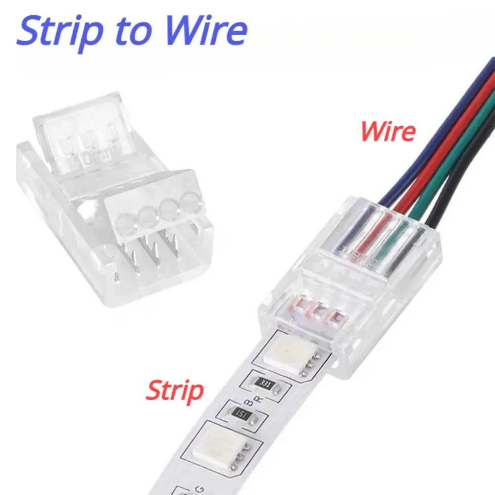 LED Light Strip Connector 2/3/4/5/6Pin 8/10/12mm Waterproof Wire Connector For SMD  5050 Single Color Multicolor RGB Tape