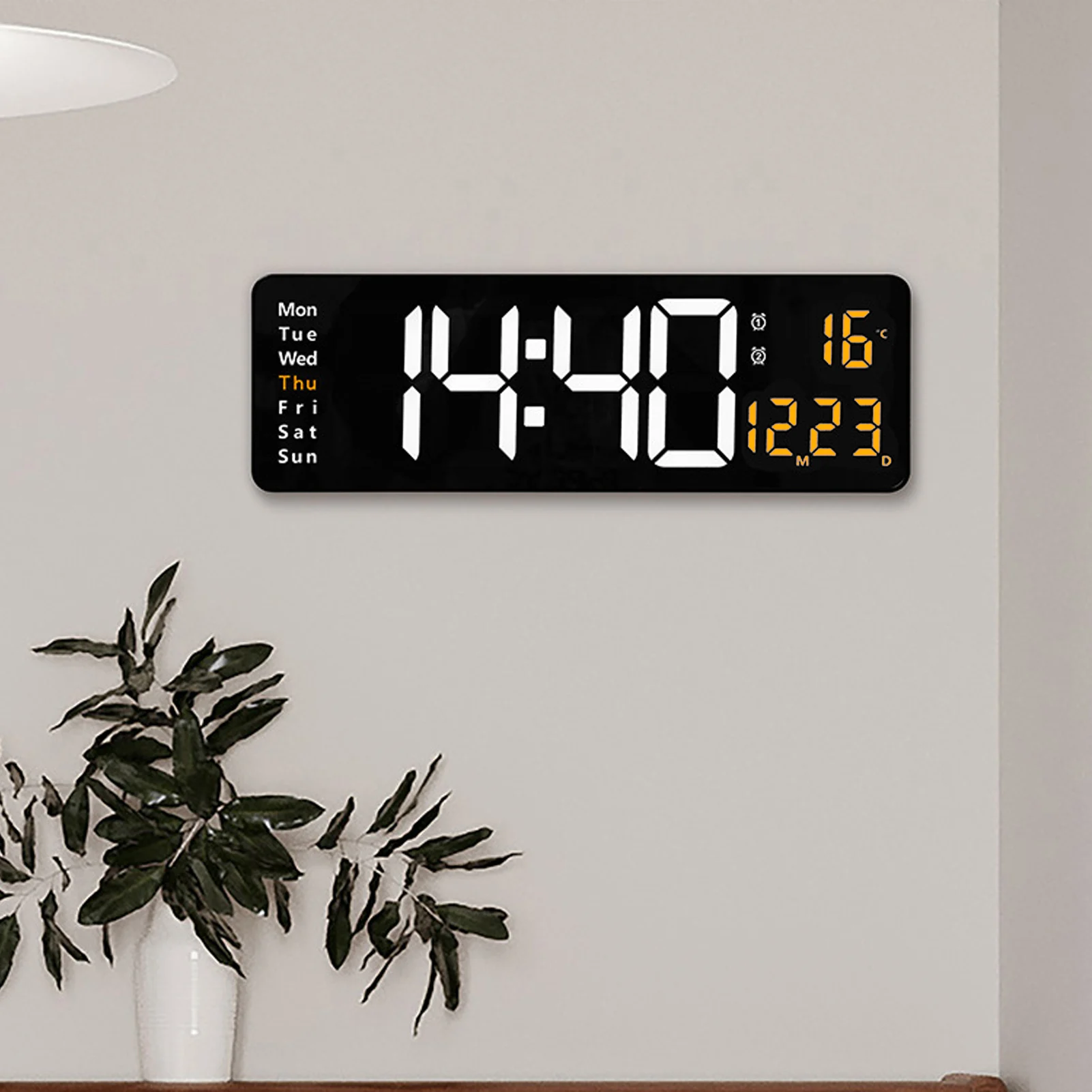 Digital Clock Auto Brightness Mode Large Screen Countdown Function Wall Mounted Clock Multifunction Remote Control for Bedroom