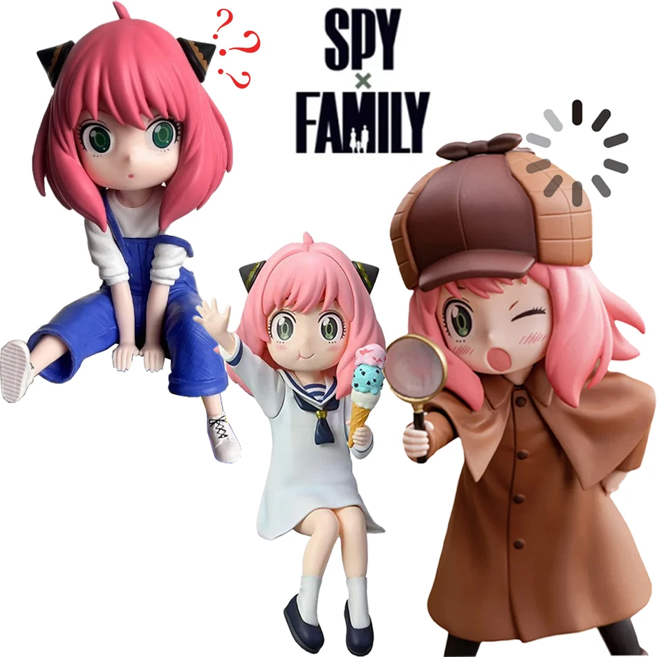 13 cm große SPY×FAMILY Anya-Figur mit Hosenträger-Jeans und Nudelstopper, Anime-Actionfigur, Spielzeug, Geschenke