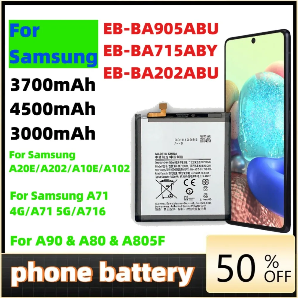 Phone Battery For Samsung Galaxy A90 A80 SM-A905F A71 SM-A7160  A20e A10e A102W EB-BA905ABU EB-BA715ABY EB-BA202ABU