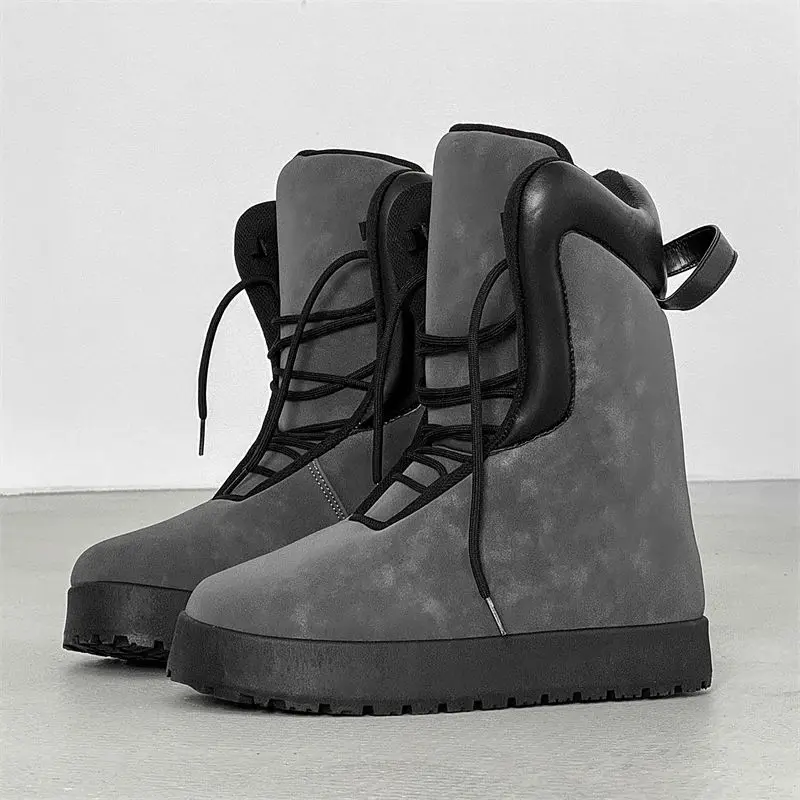 2024 Men\'s popular high-top platform bread snow boots street high-value trendy men trendy student big head board shoes