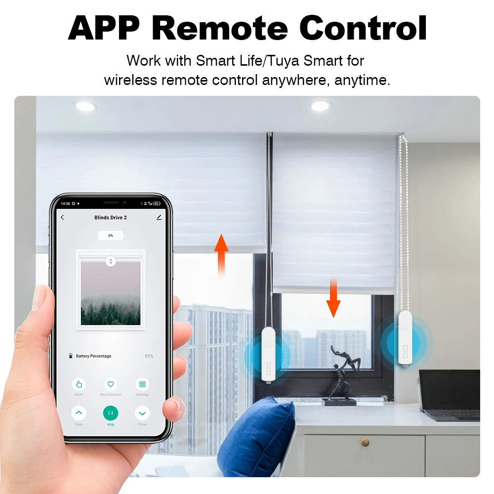 Tuya WiFi Smart DIY Rantai Bermotor Tirai Rol Listrik Tirai Motor Shade Shutter Drive dengan Remote Alexa Google Assistant