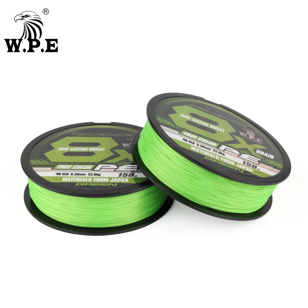 W.P.E-sedal de Pesca de 8 hebras trenzadas, hilo de Pesca de 8 hebras, color verde, 150-0,16mm, 11-0,40 kg, 26,5-58.3lb