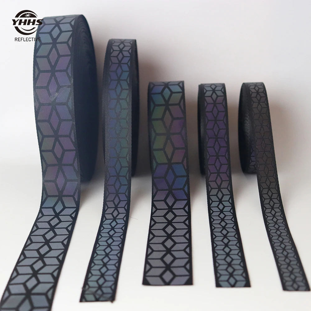 Cầu Vồng Phản Quang Webbing Cao Tầm Nhìn Đen Magic Gradient Kèm Áo May Trên Quần Áo Dây Đeo Vai 5 Mét