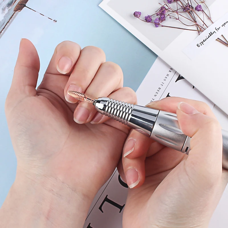 Rose Gloden Hartmetall Fräser Nagel Bohrer Bits Elektrische Maschine Maniküre Links Rechts Hand Nägel Dateien DIY Zubehör Werkzeuge – Detail 6