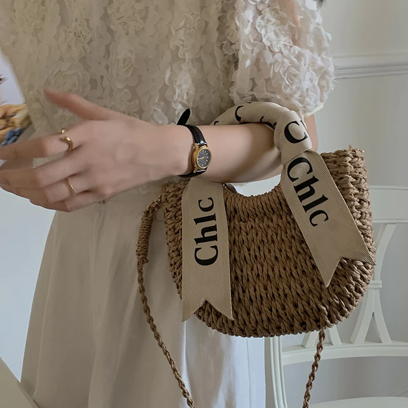 Scarves Rattan Tote Bags Luxury Designer Wicker Tote Bag Woven Fashion Summer Beach Basket Crossbody Shopping Straw Bag Purses