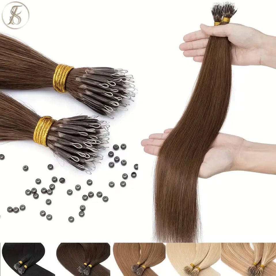 Nano Bead Hair Extensions Human Hair Micro Ring Cold Fusion Pre Bonded Tips Hair Extension Invisible Seamless blend Daily wear