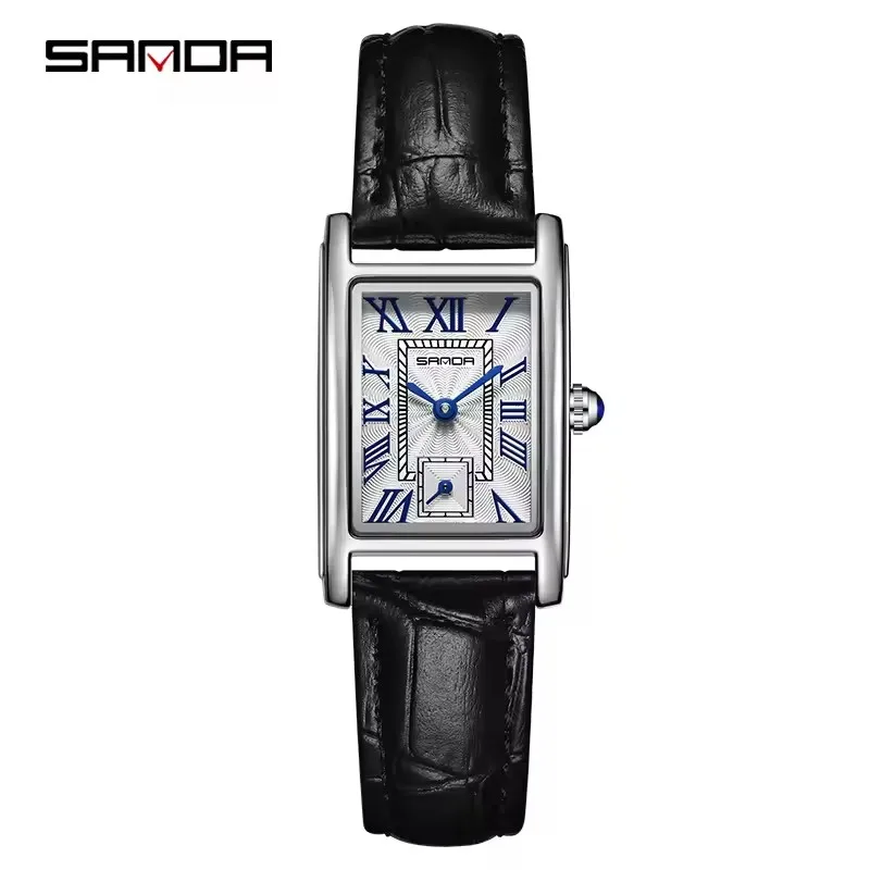 SANDA 1116 New Fashion 2025 Elegant Design Rectangle Dial Water Resistant Quartz Movement Business Women Analog Wrist Watch часы