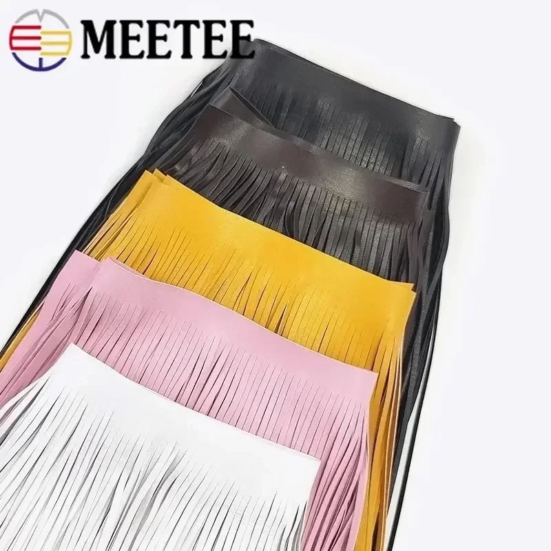 1Meter Meetee 10-30cm 3mm Kunstleder Quaste Fransen für Tasche Brieftasche Handtasche Trimmen Quasten Spitze Band DIY Näh zubehör