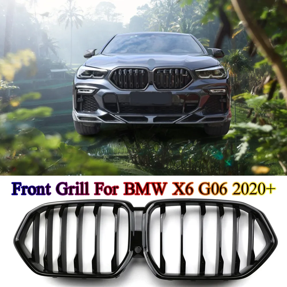 Front Bumper Kidney Replacement Grille Grill For BMW X6 G06 2020+ Years Racing Sport Style Auto Accessories