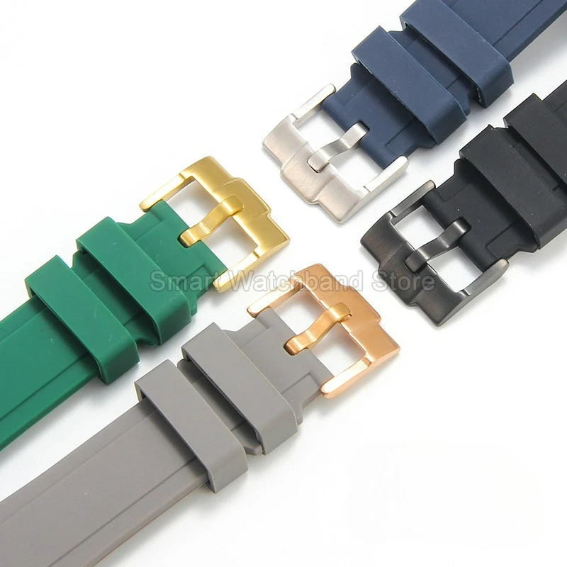 Per Rolex Huawei Moonswatch Seiko Hamilton Accessori per orologi in silicone Curvo 20 22mm Rosso Arancione Verde scuro Cinturino impermeabile