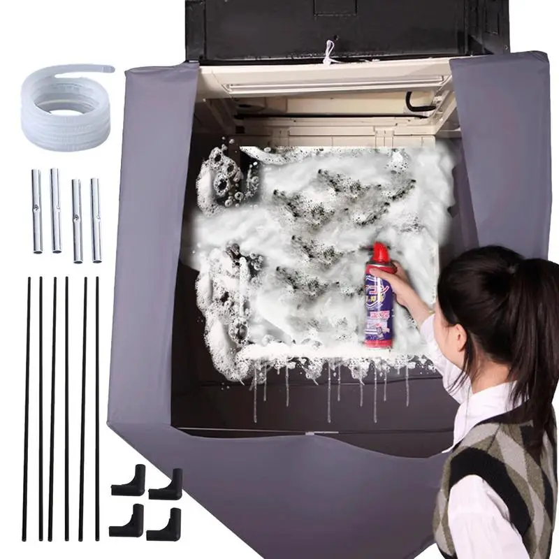 Central Air Conditioning Cleaning Cover Waterproof Air Conditioning Cleaning Cover Kit Cleaning Catch Bag Cleaning Cover