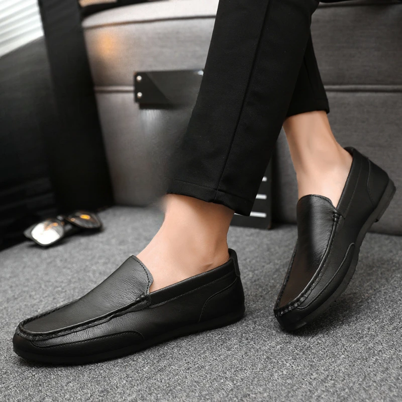 High Quality Leather Loafers Men Casual Shoes Moccasins Slip on Men\'s Flats Fashion Men Boat Shoes Male Driving Shoes Hombre